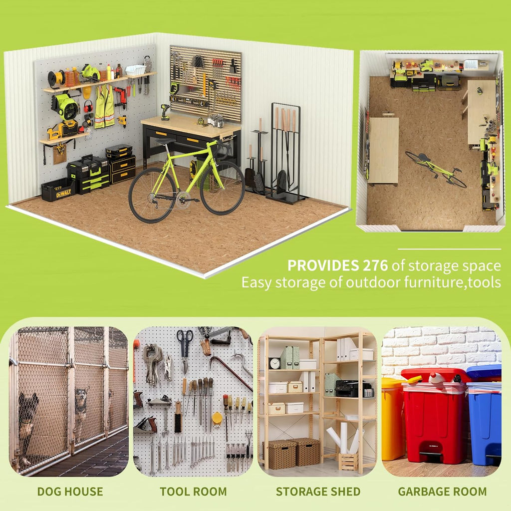 10x14 FT Metal Storage Shed, Outdoor Tool Sheds with Lockable Door, Large Heavy Duty Tool Sheds, Outside Waterproof Storage Building