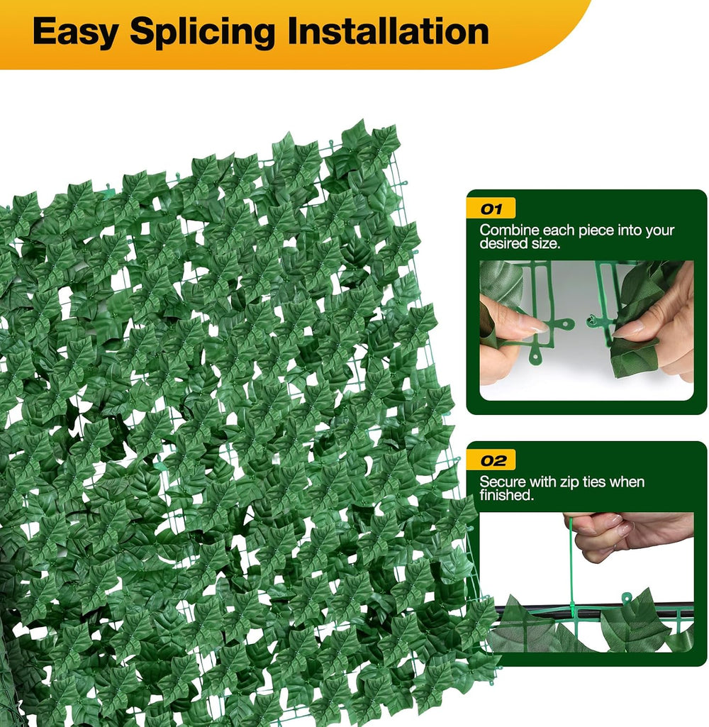 Artificial Ivy Privacy Fence Wall Screen, 59 x 118 in Garden Fake Hanging Pla...