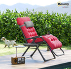 Outsunny Zero Gravity Chair, Reclining Lounge Chair with Cushion,Red | Padded, Folding, Infinity, Side Tray, Indoor Outdoor, Supports up to 264 lbs