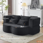 78” Folding Sleeper Sofa Bed, Full Size Boneless Couch, Black | Convertible Loveseat, Deep Seat, Soft Chenille, 4 Pillows, No Assembly Required, for Guest Living Room Bedroom