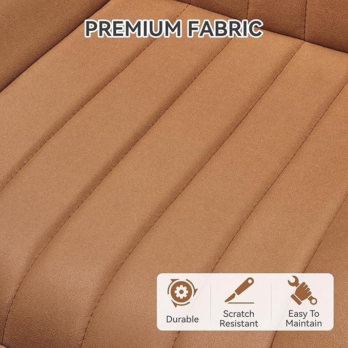 Modern Dining Chairs Set of 2,Upholstered Dining Room Chairs with Thick Cushions,Fabric Comfy Dining Chairs with Metal Legs for Dining Room Brown