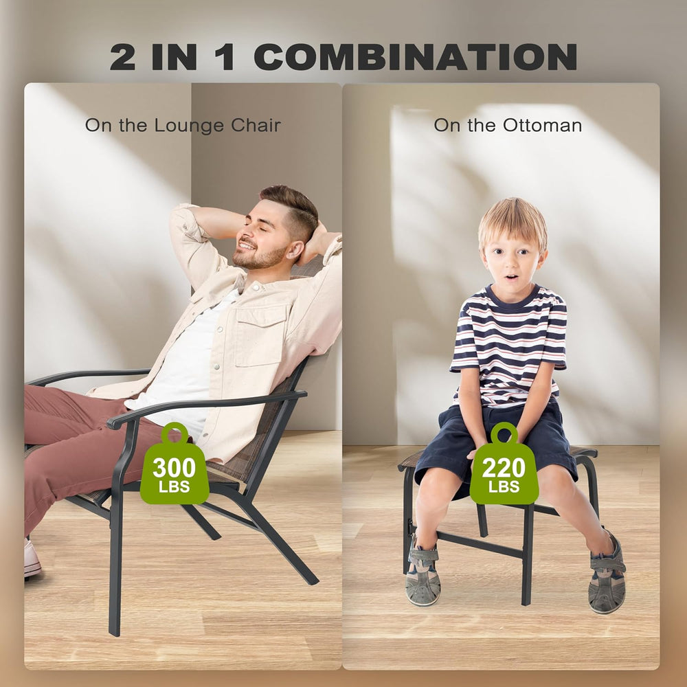 NUU GARDEN Outdoor Patio Chair, Patio Dining Chair with Ottoman, All-Weather ...