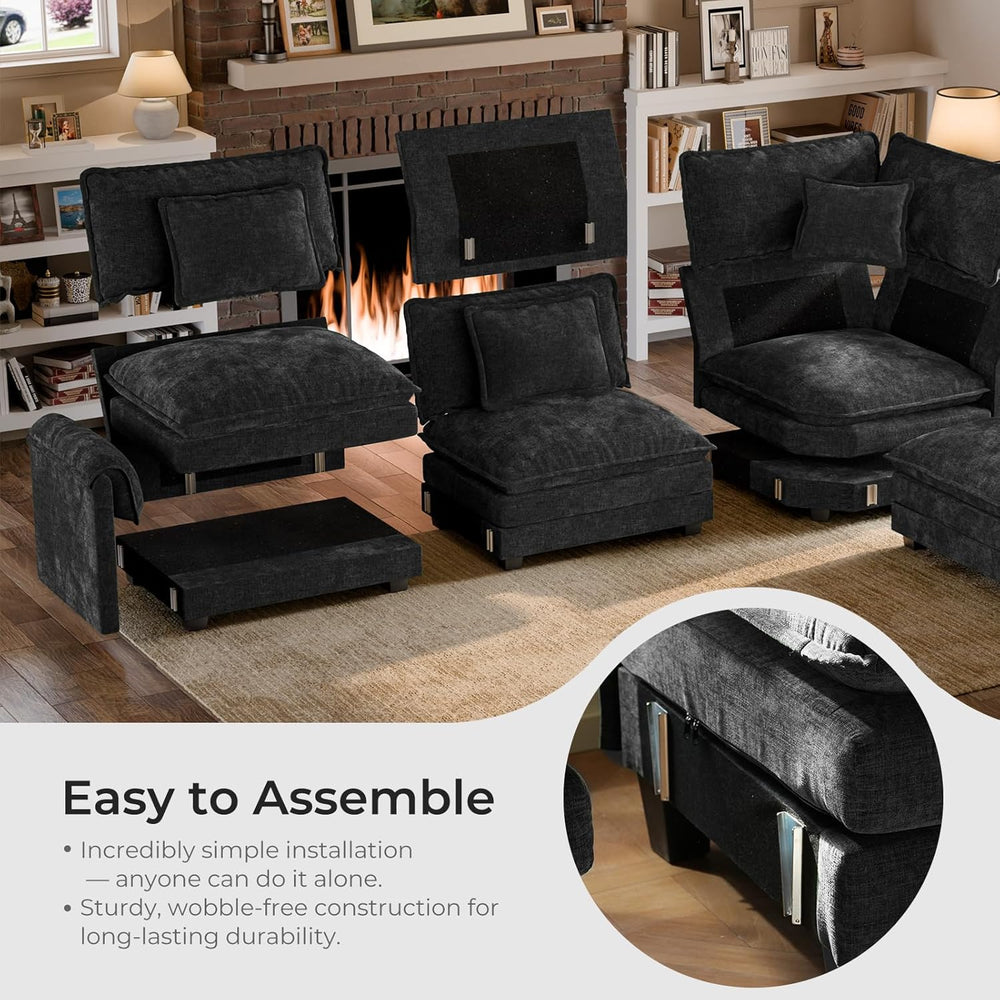 ELUCHANG 114" Oversized V-Shaped Cloud Couch Modular Sectional Sofa with...