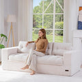 MAXYOYO 79" Loveseat Sofa Couch for Small Spaces, Upholstered Boneless Cloud Couch for Apartment Bedroom, 2-Seater Love Seat Floor Modern Sofa with Pillows, No Assembly Required, Beige