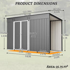 4'x10' Metal Shed Outdoor Storage Shed,Metal Steel Utility Tool Shed Storage House with Double Lockable Doors and Air Vent for Backyard Garden Patio Lawn Gray