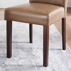 Watson & Whitely Upholstered Kitchen & Dining Room Chairs with Low Back, Faux Leather Armless Dining Chairs with Solid Wood Legs, Set of 2, Saddle Brown