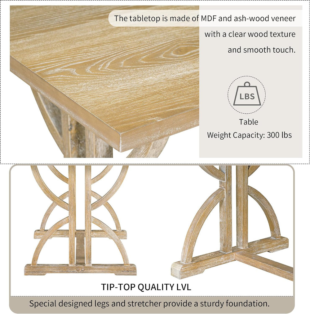 Merax 6-Piece Solid Wood Dining Table Set for 6, Solid Wood Rectangular Kitch...
