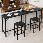 YATINEY 70.9" Bar Table and Chairs Set, Dining Table and Chair Sets, 3 Piece Counter Height Table and 2 Stools, Kitchen Table for Home Restaurant, Bar, Black BT09BB