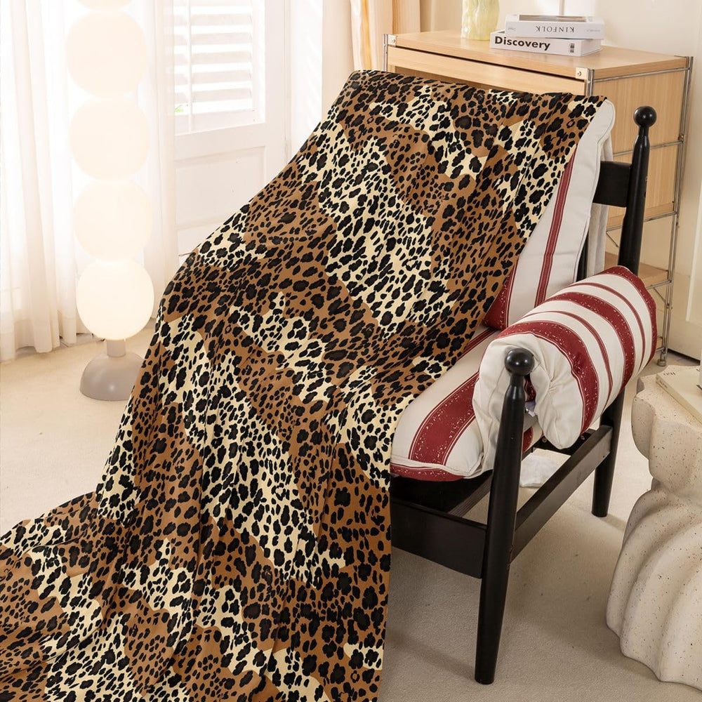 Erosebridal Black Brown Leopard Print Couch Cover 71" x 91" Cheetah...