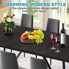 71" Dining Table for 6-8, Farmhouse Dinner Table with Wooden Tabletop and Metal Frame Base, Rectangular Kitchen Tables for Dining Room, Kitchen, Living Room, Black