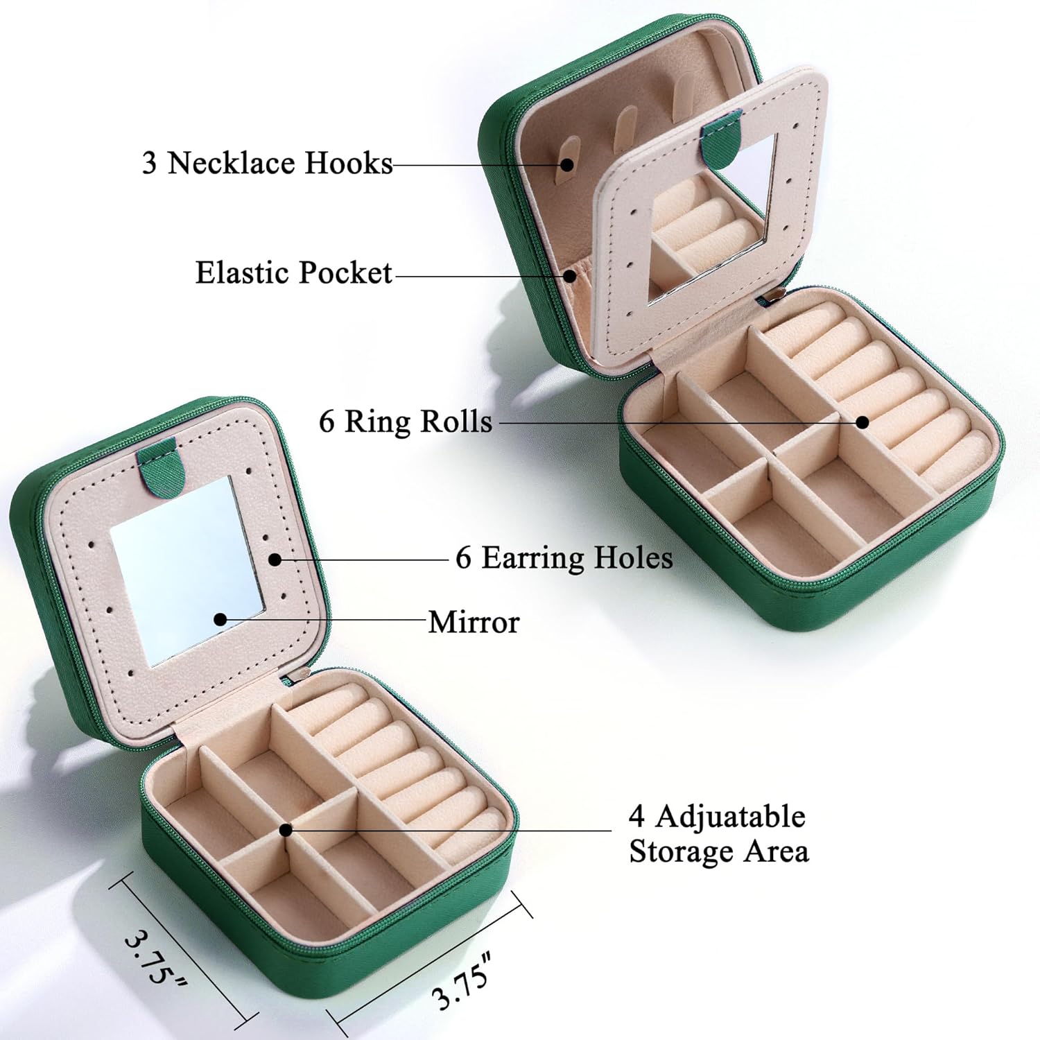 Parima Mom Gifts for Women, Travel Jewelry Case for Mother Gifts | Travel Gifts for Mother Mom from Daughters | Travel Essentials Small Jewelry Box | Jewelry Travel Organizer - Letter T, Green