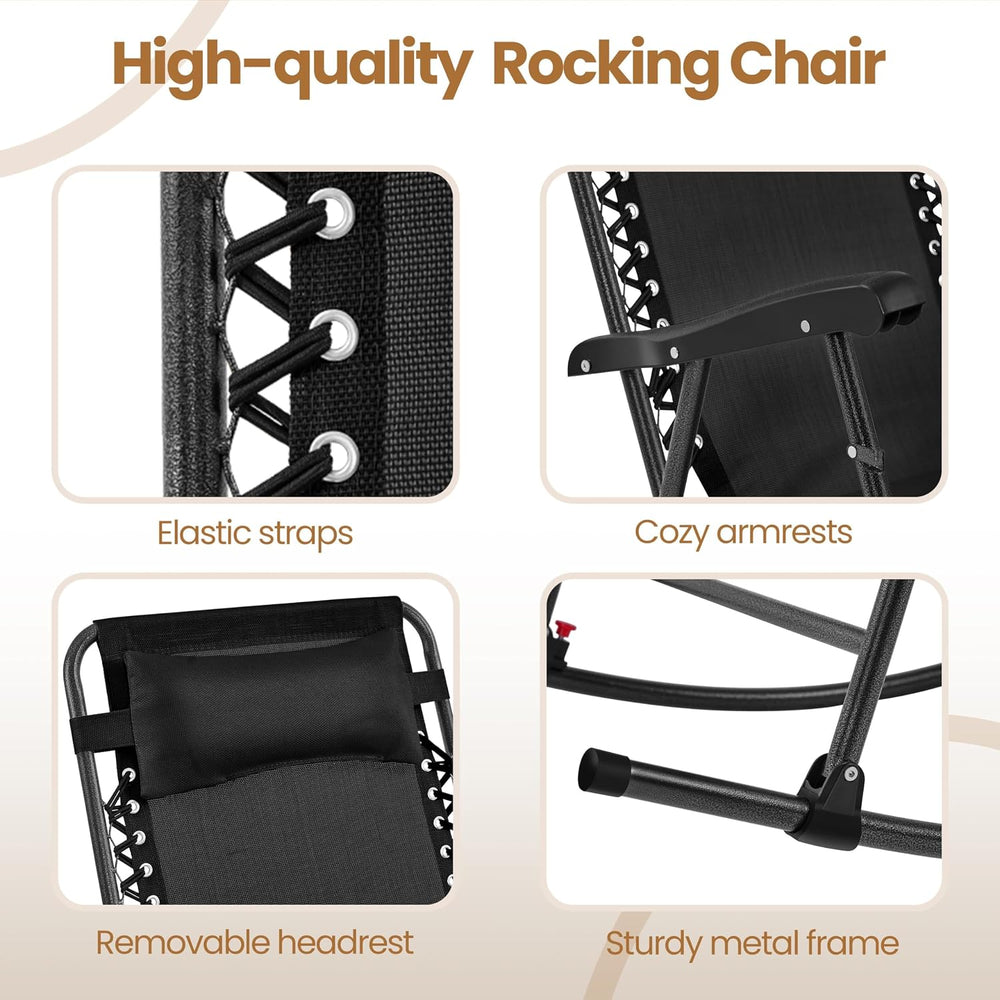 Yaheetech 26in Rocking Chair Outdoor Zero Gravity Folding Chairs Rocking Chai...