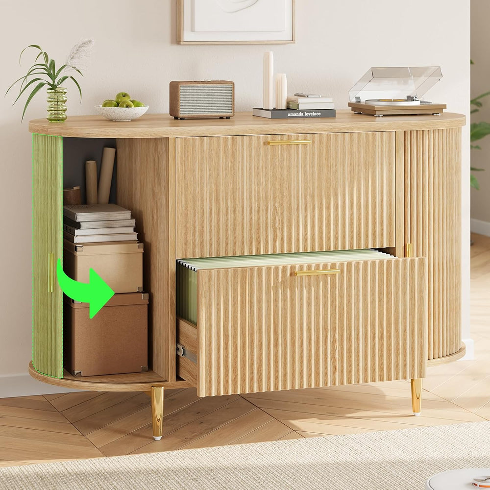 SEDETA Fluted 2 Drawer File Cabinet with 2 Sliding Door for Home Office | 39....
