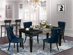 East West Furniture WEDA5-BLK-29 5 Piece Dining Table Set Consists of a Rectangle Wooden Table with Butterfly Leaf and 4 Polyester Fabric Padded Chairs, 42x60 Inch, Black