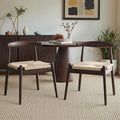 Farini Mid Century Modern Dining Chairs Set of 2, Solid Wood Frame Kitchen Chairs with Woven Upholstered Seat for Dining Room & Breakfast Nook,Latte-Beige