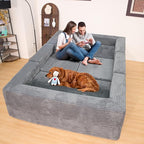 KEIKI 135" U Shape Sectional Sofa,6-Seater Modular Couch with Striped Corduroy Fabric for Living Room,Customizable Design