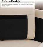Kingfun 88" L-Shape Sofa, Chenille Sectional Couch, Mid Century Modern Couches with Solid Wood Frame for Living Room & Bedroom, Beige