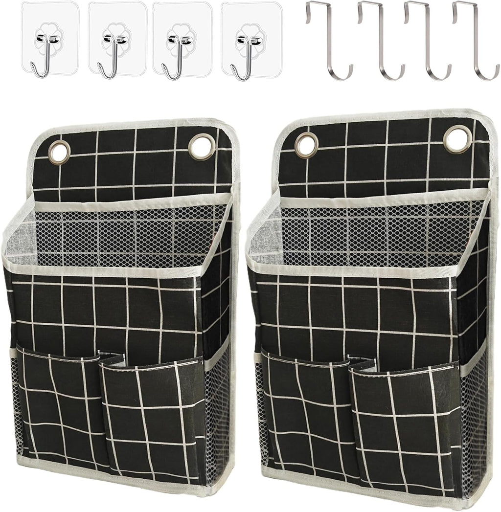 Hanging Basket for Organizing, Wall Organizer with Pockets and Over The Door Organizer，Can for Home, Closet, Office and Camper (Black Grid2)