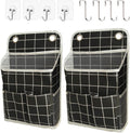 Hanging Basket for Organizing, Wall Organizer with Pockets and Over The Door Organizer，Can for Home, Closet, Office and Camper (Black Grid2)
