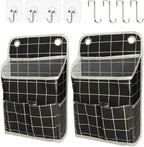 Hanging Basket for Organizing, Wall Organizer with Pockets and Over The Door Organizer，Can for Home, Closet, Office and Camper (Black Grid2)