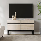 WAMPAT Modern TV Stand for TVs Up to 40 Inch, Entertainment Center Media Console with Storage Cabinet, TV Console for Living Room, Light Oak