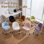 Home Office Chair with Quiet Wheels - Armless Vanity Chair Vanity Stool, 360 Swivel Height Adjustable White