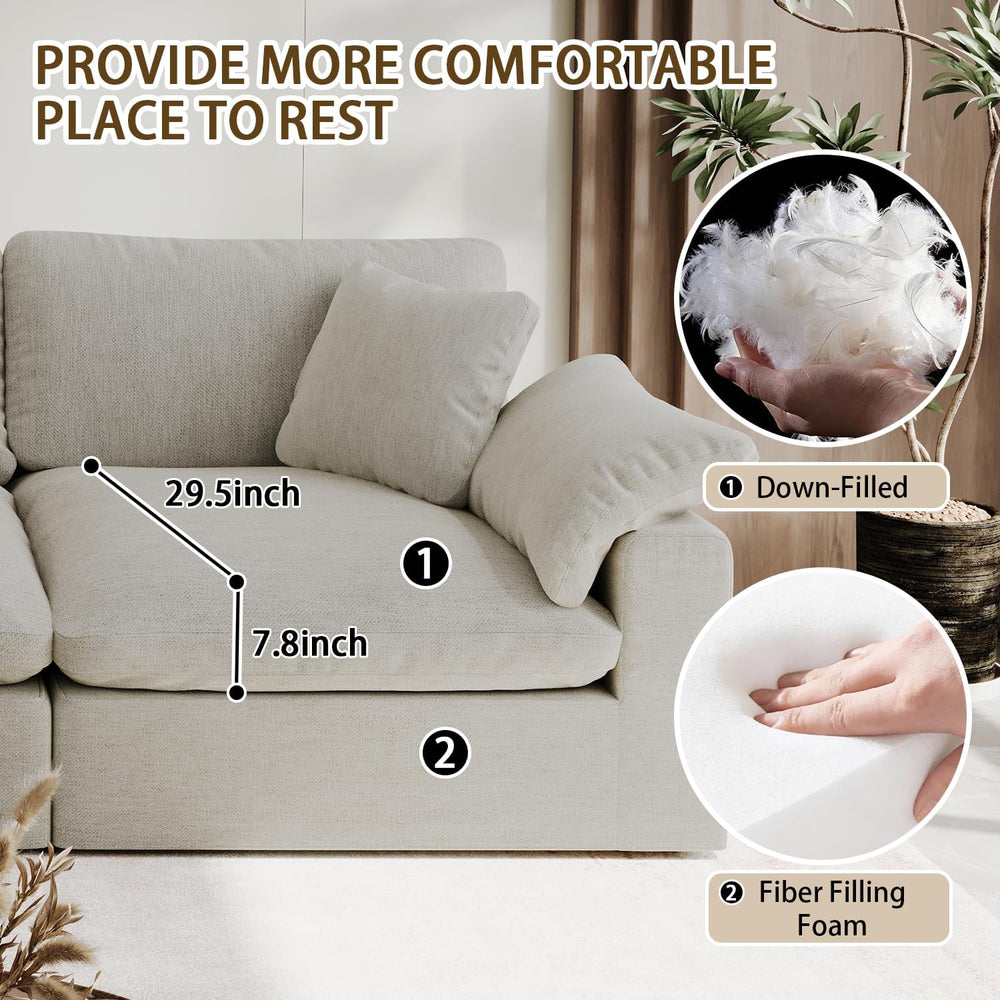 Modular Sectional Sofa Cloud Couch,Down Filled Comfy Cloud Modern Sofa,Light ...