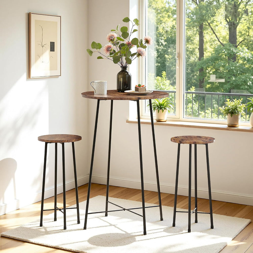 VECELO 3 Piece Pub Table and Chairs Sets Counter Height Bistro Bar Sets with ...