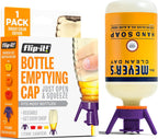 Flip-It! 1-Pack Bottle Emptying Kit – No More Wasted Product - Fits Most Plastic Bottles – Get Out Every Drop of Shampoos, Lotions, & More – 1 Base Cap, 3 Adapters – Bright Color Edition
