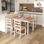 HOMCOM Dining Table Set for 4, 5 Piece Modern Kitchen Table and Chairs, Wood Dining Room Set for Small Spaces, Breakfast Nook, White