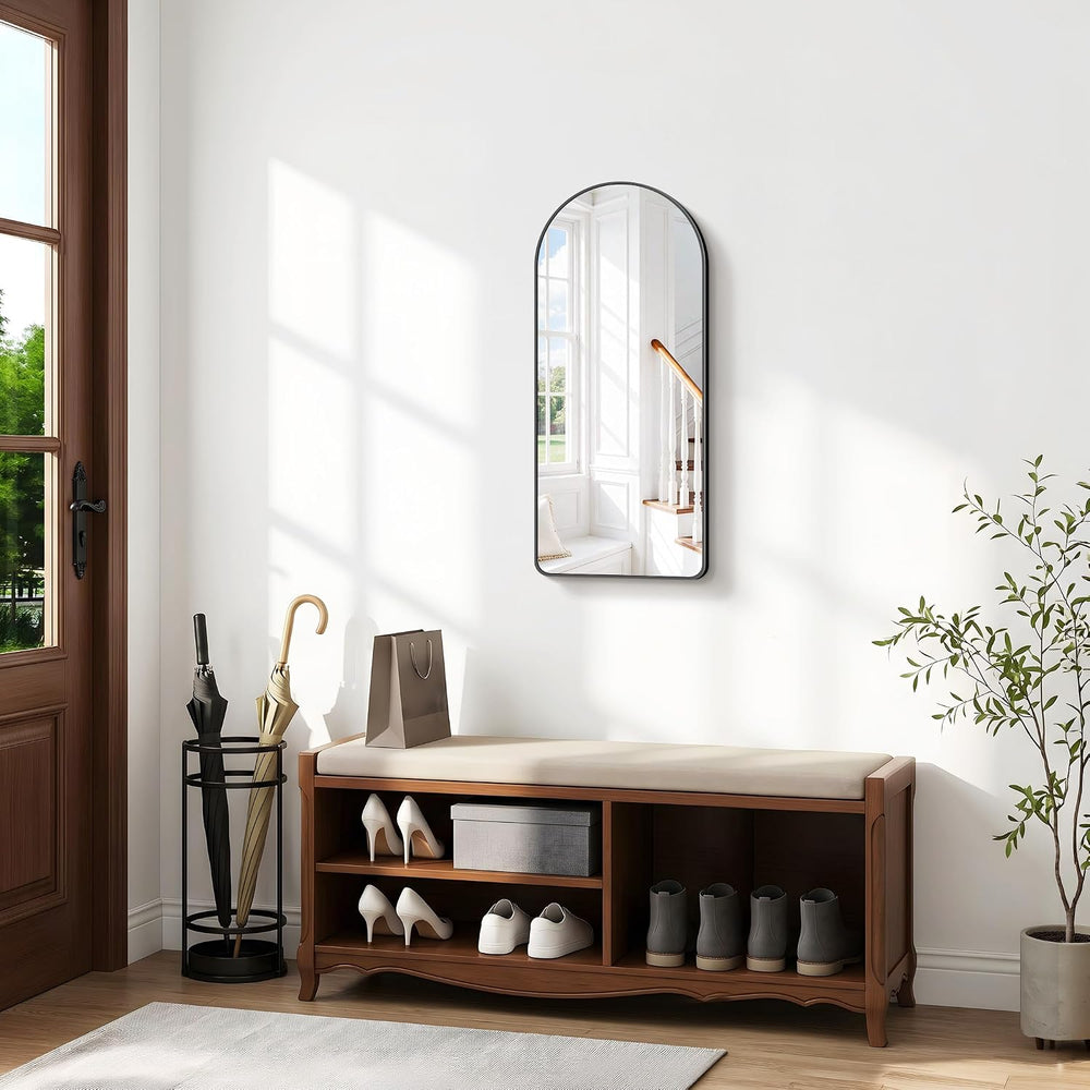 BONEWEI Arched Wall Mirror,18x36 inch Black Arched Mirror Bathroom,Vanity Mir...