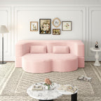 2 in 1 Convertible Folding Sofa Bed, Plush Corduroy Lazy Lounge Sofabed, Foam Folding Floor Sofa Bed, 78" Full Size Memory Foam Couch for Living Room Guestroom, No Assembly Sofabed (Baby Pink)