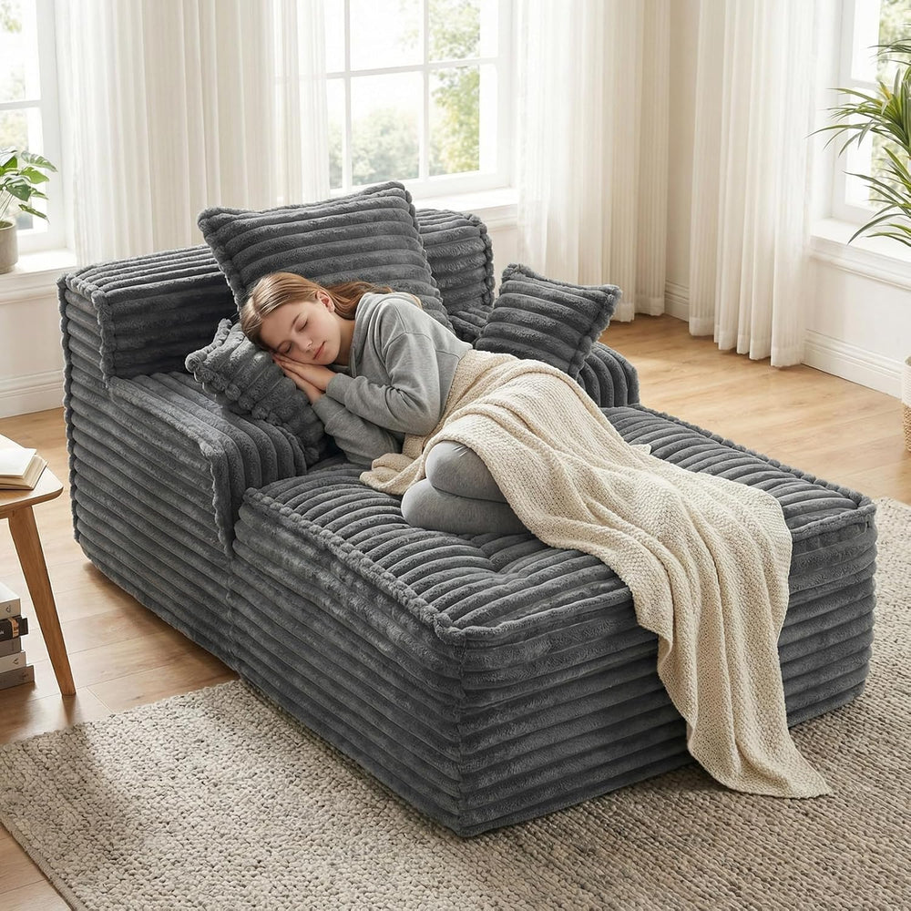 Chaise Lounge Chair Indoor, Top Fixed-Point Comfort Layer Couch, 57''...