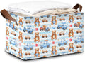 32L Large Storage Bins with Handles, Basket Organizer for Shelves, Closet, Books, Laundry & Home Decor (Cute Bear Car)