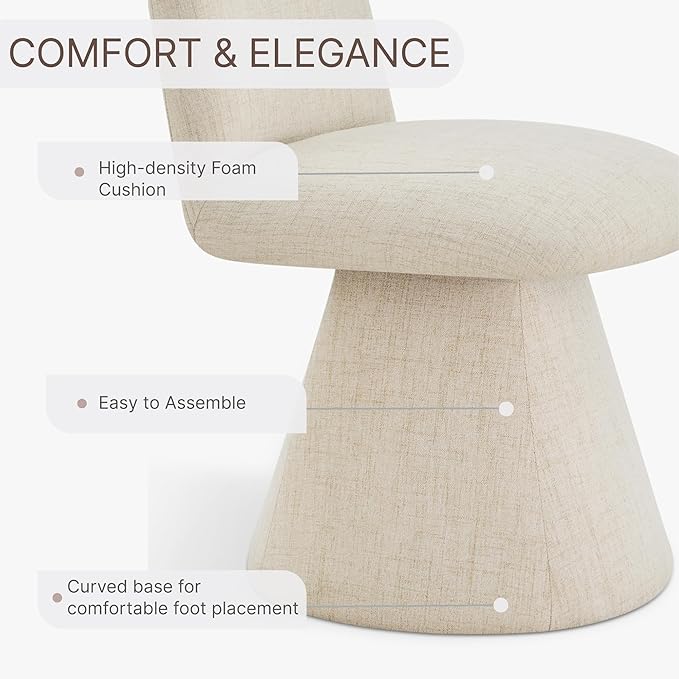 Swivel Dining Chairs Set of 2, Modern Upholstered Dining Chair Mid Century Ki...
