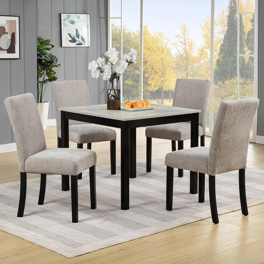 Harper & Bright Designs Modern 5-Piece Dining Set with Concrete-Effect Ta...