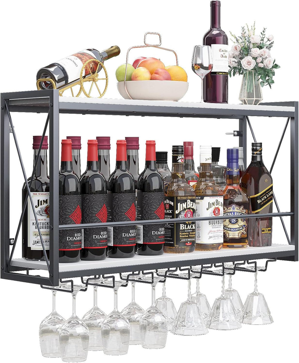 Dokser Wine Rack Wall Mounted Shelf - 2 Tier Wine Bottle Holder for Kitchen |...