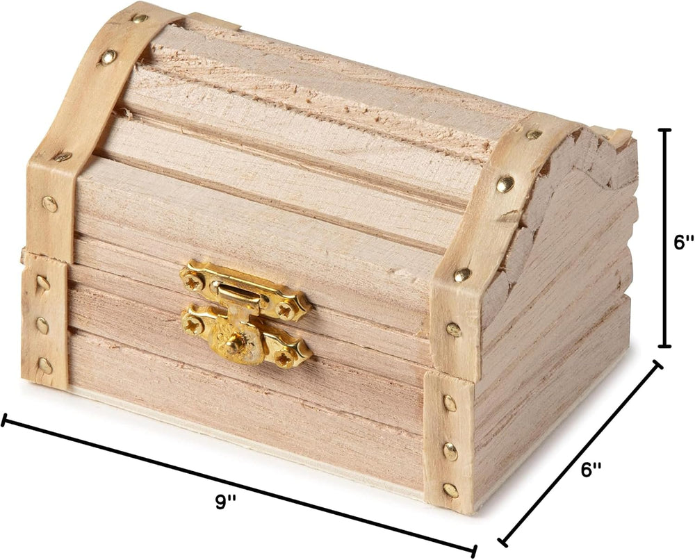 Make Market 3.5” Unfinished Wood Treasure Chest - Ready-to-Decorate Wood Box ...