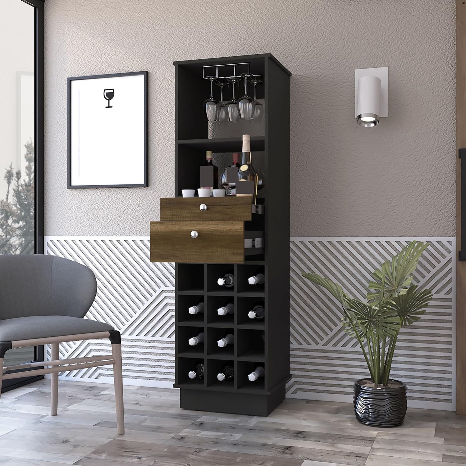 Wine Cabinet with 2-Drawer Storage, 1-Shelf Pantry Sideboard Locker for Kitchen Living Room,for Kitchen Home