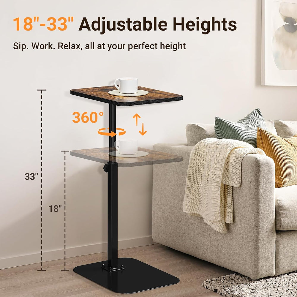 ELYKEN Adjustable Height TV Tray Table for Couch, 360° Swivel Side Table | C ...