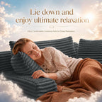 67" Chaise Lounge Chair Indoor, Corduroy Upholstered Reading Chair Oversized Boneless Chair with Deep Seat, Cloud Lounge Chair with 3 Pillows for Living Room, Bedroom, No Assembly Required