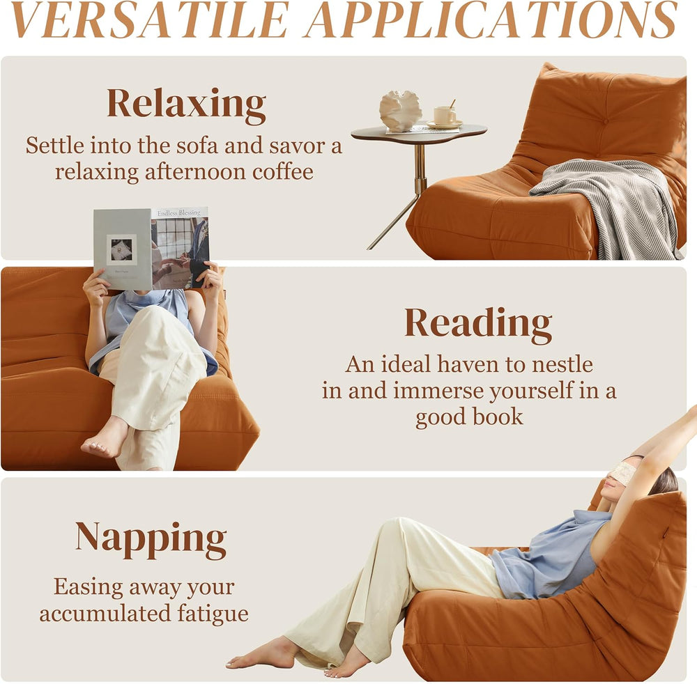 Gazecaia Oversized Suede Bean Bag Chair, Memory Foam Fireside Lounge