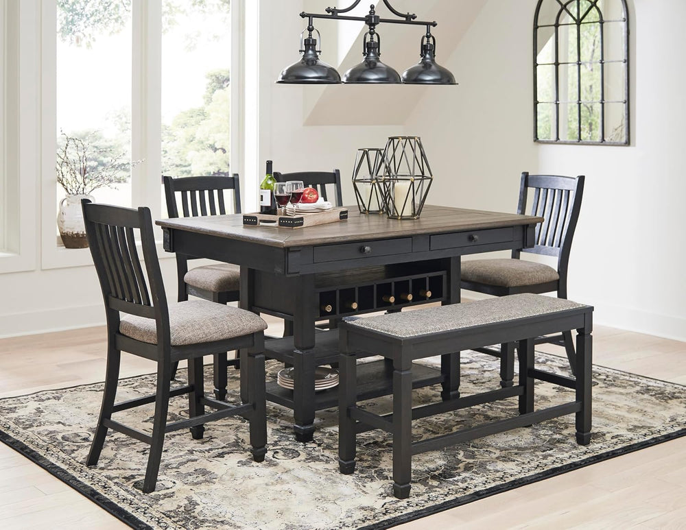 Signature Design by Ashley Counter Height Table with Storage, Farmhouse