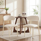 UVV Dining Chairs Set of 4, Metal Kitchen Chairs with Modern Fabric Upholstered for Dining Room, Beige