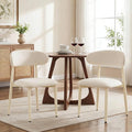 UVV Dining Chairs Set of 2, Metal Kitchen Chairs with Modern Fabric Upholstered for Dining Room, Beige