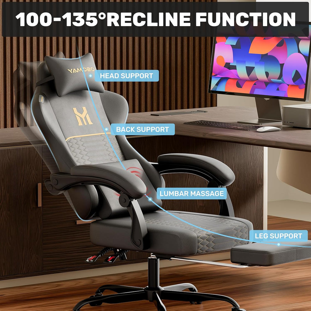 Gaming Chair with Footrest, Ergonomic Video Game Chair with Adjustable Lumbar...