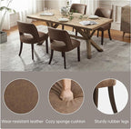 VKNOW Modern Dining Chairs Set of 6, Faux Leather Upholstered Dining Room Chair Kitchen Chairs, Farmhouse Dinner Chair for Kitchen Dining Room, Dark Brown