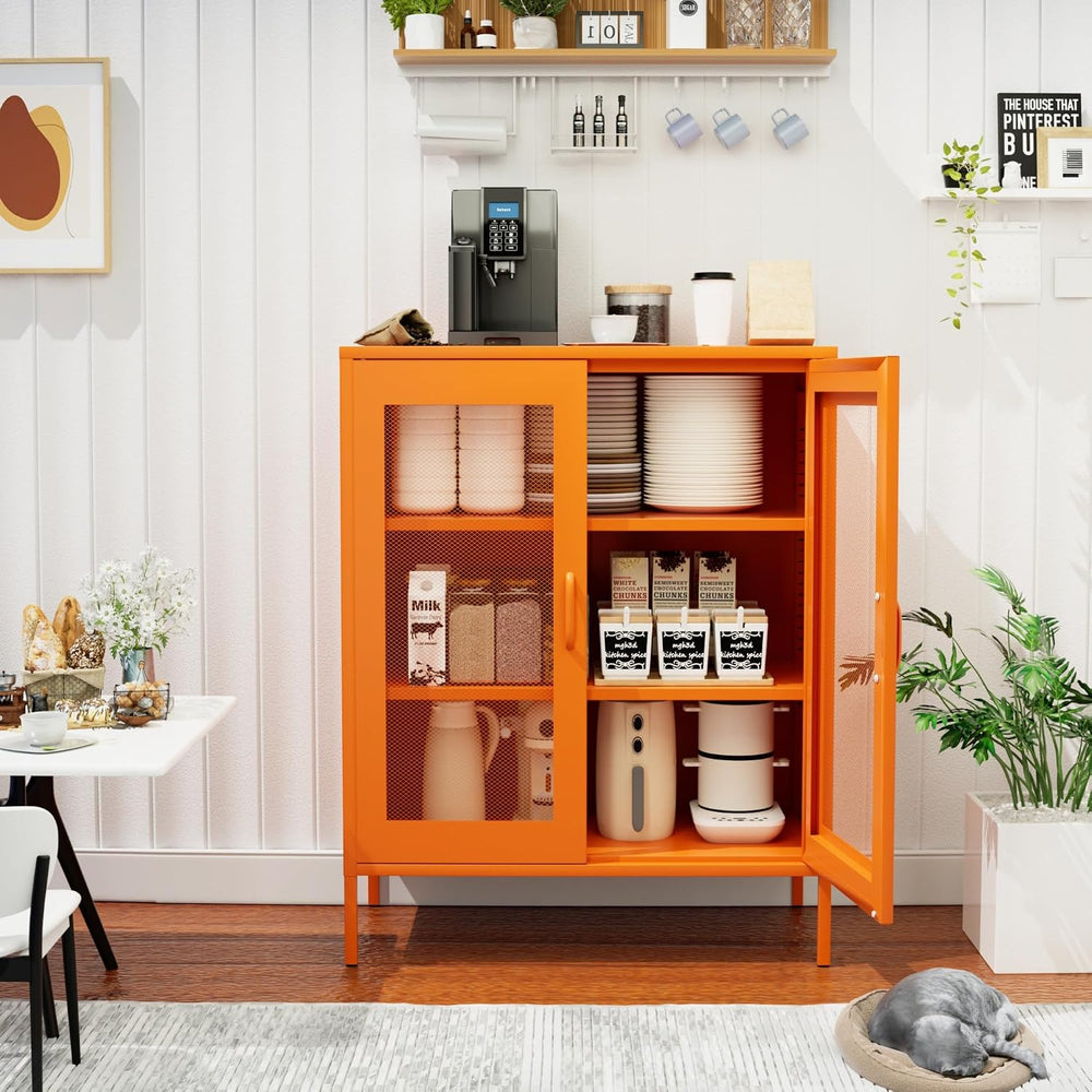 QINPTWUT 40" Industrial Storage Pantry, Kitchen Storage Cabinet with Mes...
