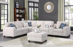 Ball & Cast 127" L-Shaped Sectional Couches for Living Room with Movable Ottoman,2 Cup Holders & USB Ports,7 Seat Chenille Upholstered Sofa W/6 Throw Pillows & Hidden Storage Box,DIY Combination,Beige