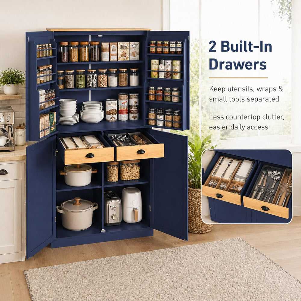 Kitchen Pantry Cabinet, 40.2" W x 20" D x 71.3" H Large Freest...